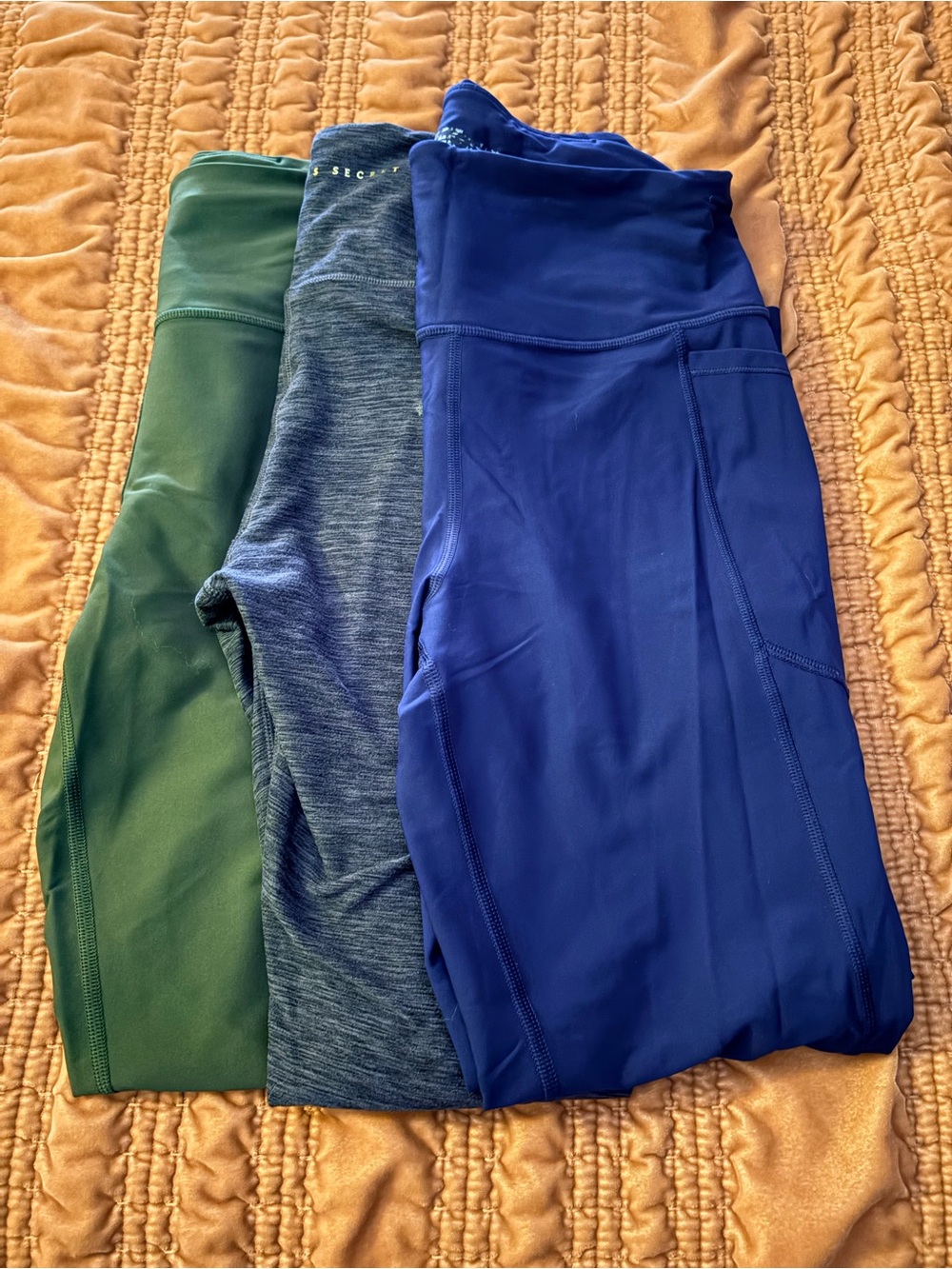 Set of 3 Victoria’s Secret Sport Leggings - Blue, Heather Gray, Forest Green